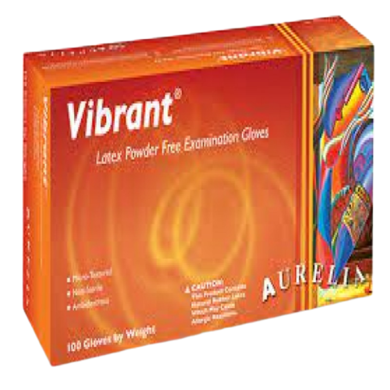 Gloves Aurelia Vibrant LATEX powder Free LARGE 100/box