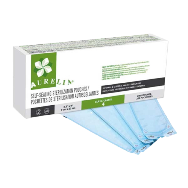 Sterilization Pouches 5.25" x 6.5" 200/box Aurelia Class 4 Latex free