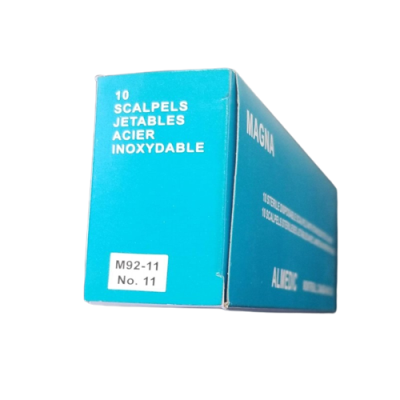 10 STERILE DISPOSIBLE SCALPELS WITH STAINLESS STEEL BLADES - MAGNA No. 11